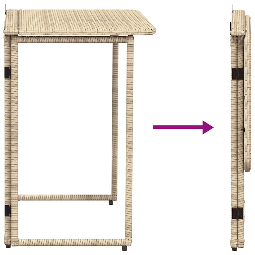 Tavolino da Giardino Pieghevole Beige 90x51x75 cm in Polyrattan | homemem39