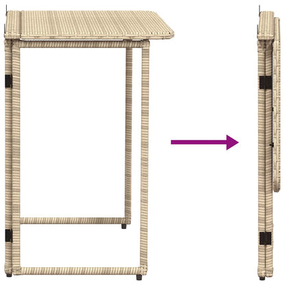 Tavolino da Giardino Pieghevole Beige 90x51x75 cm in Polyrattan | homemem39