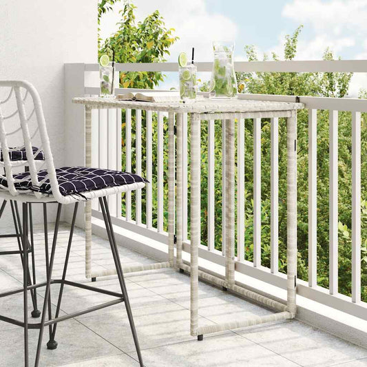 Tavolo Giardino Pieghevole Grigio Chiaro 90x51x75 cm Polyrattan | homemem39