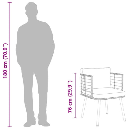 Poltrona da Giardino con Cuscini in Polyrattan Nero