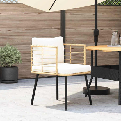 Sedia da Giardino con Cuscini Naturale in Polyrattan - homemem39