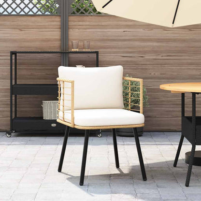 Sedia da Giardino con Cuscini Naturale in Polyrattan - homemem39