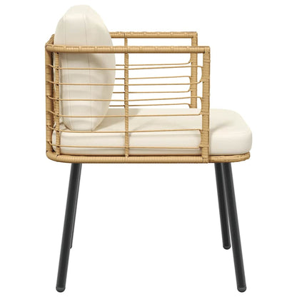 Sedia da Giardino con Cuscini Naturale in Polyrattan - homemem39