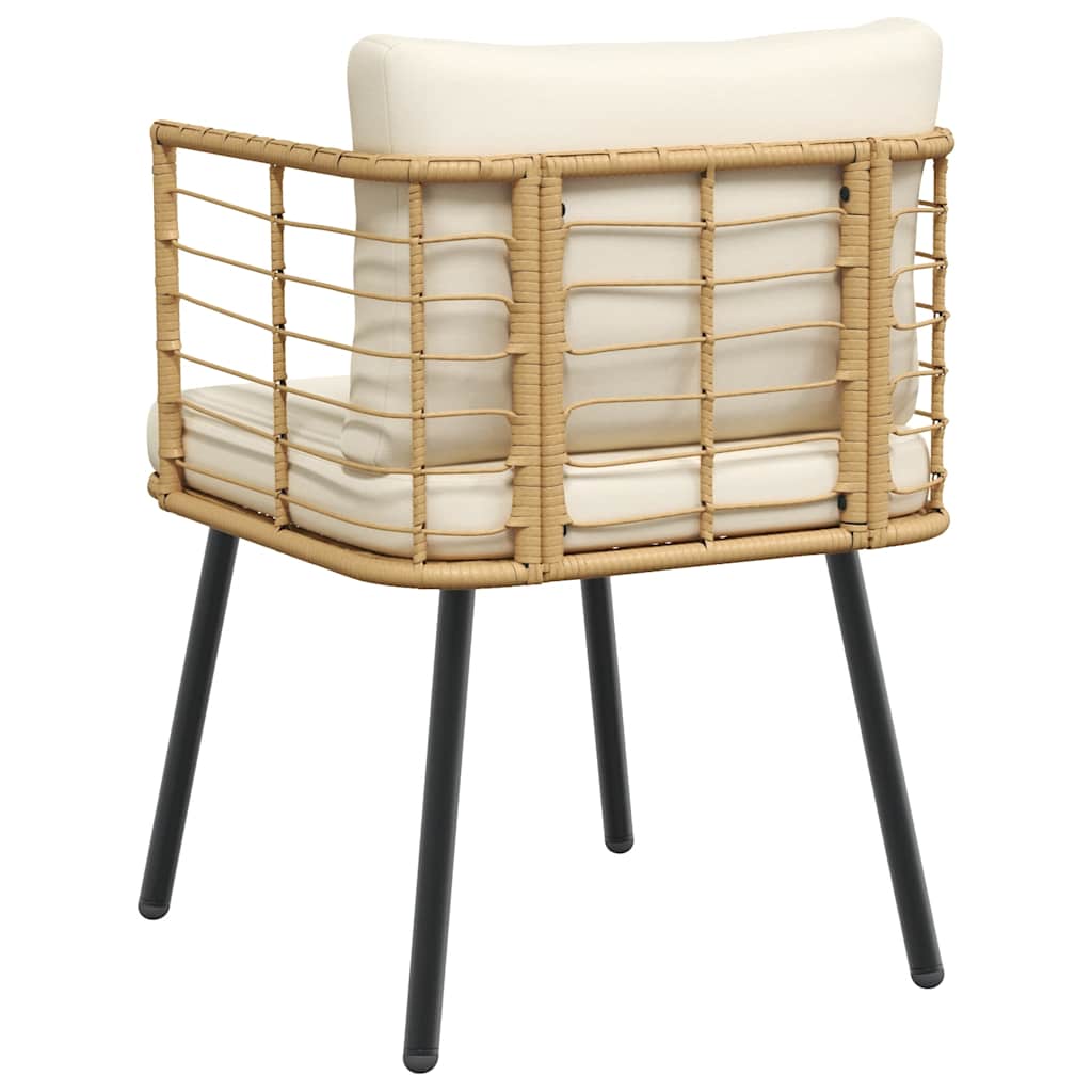 Sedia da Giardino con Cuscini Naturale in Polyrattan - homemem39