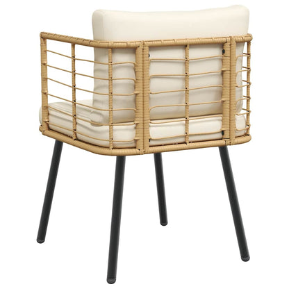 Sedia da Giardino con Cuscini Naturale in Polyrattan - homemem39