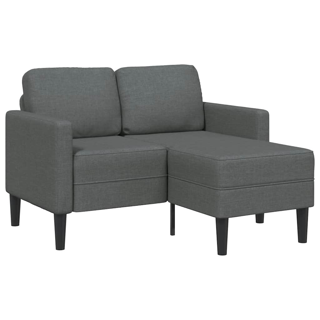 Divano a 2 posti con chaise longue a L grigio scuro 125 cm in tessuto