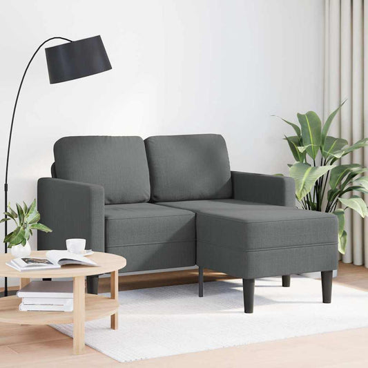 Divano a 2 posti con chaise longue a L grigio scuro 125 cm in tessuto