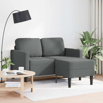 Divano a 2 posti con chaise longue a L grigio scuro 125 cm in tessuto