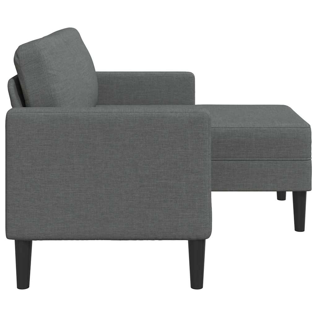 Divano a 2 posti con chaise longue a L grigio scuro 125 cm in tessuto