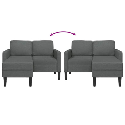Divano a 2 posti con chaise longue a L grigio scuro 125 cm in tessuto