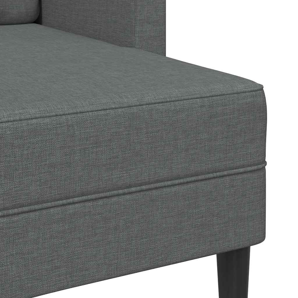 Divano a 2 posti con chaise longue a L grigio scuro 125 cm