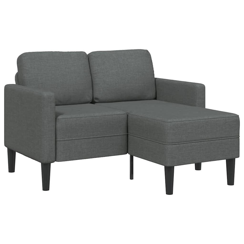 Divano a 2 posti con chaise longue a L grigio scuro 125 cm in tessuto