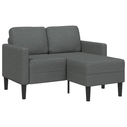 Divano a 2 posti con chaise longue a L grigio scuro 125 cm in tessuto