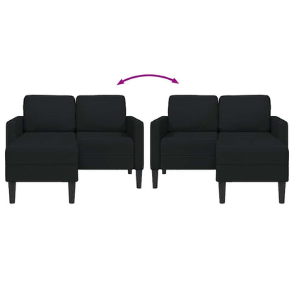 Divano 2 Posti con Chaise longue a L Nera 125 cm in Tessuto