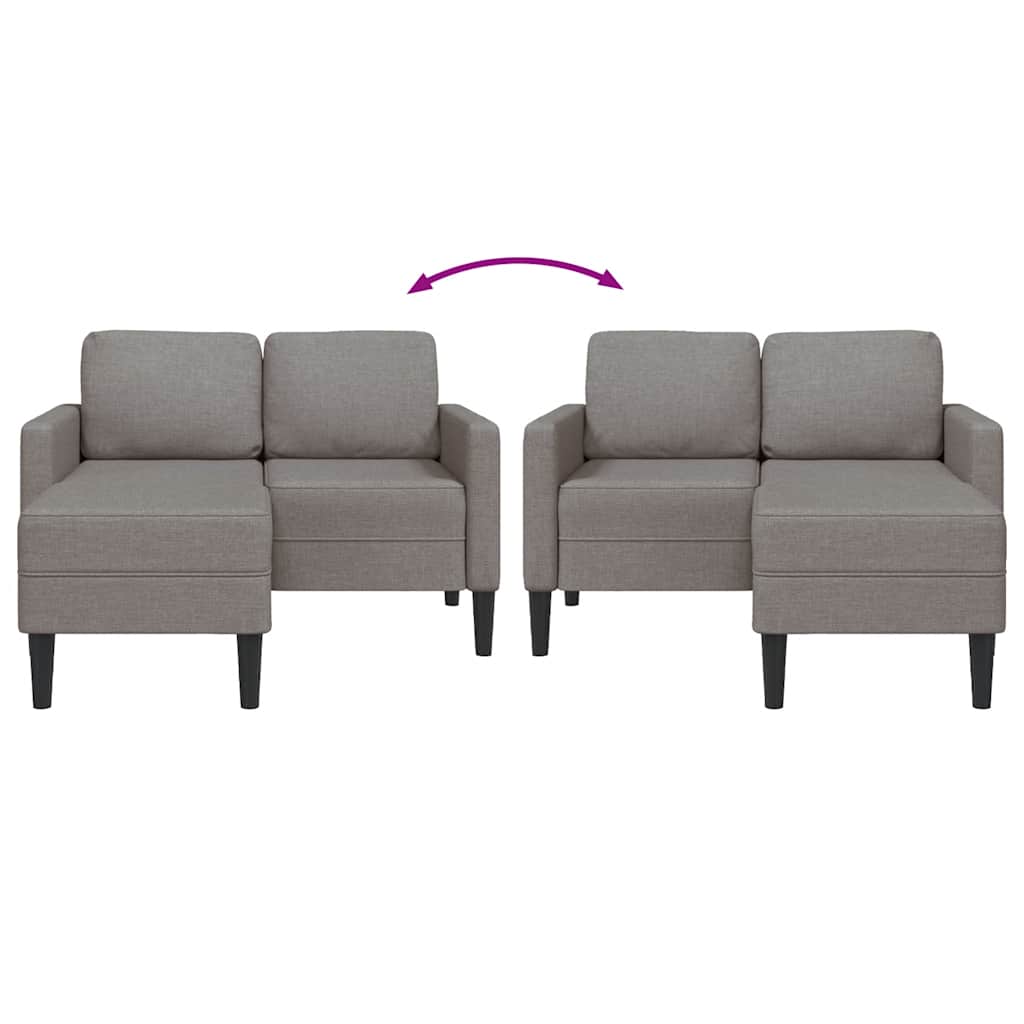Divano 2 Posti con Chaise a L Tortora 125 cm in Tessuto