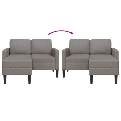 Divano 2 Posti con Chaise a L Tortora 125 cm in Tessuto