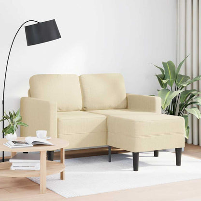 Divano 2 Posti con Chaise longue a L Crema 125 cm in Tessuto