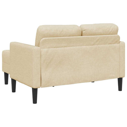 Divano 2 Posti con Chaise longue a L Crema 125 cm in Tessuto - homemem39