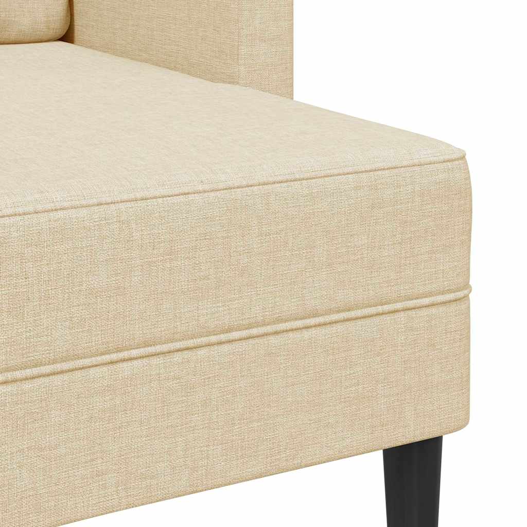 Divano 2 Posti con Chaise longue a L Crema 125 cm in Tessuto - homemem39