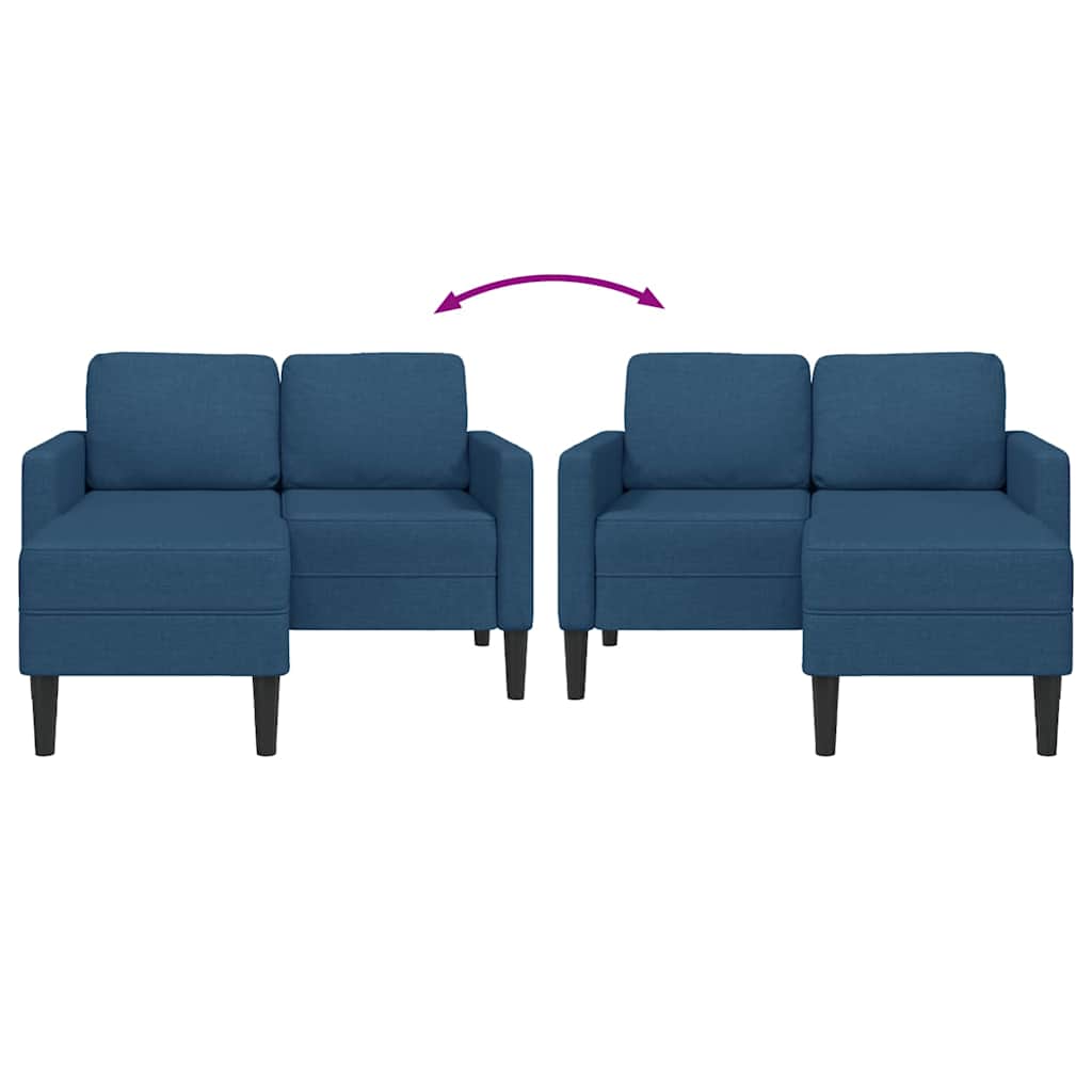 Divano 2 Posti con Chaise longue a L Blu 125 cm in Tessuto | homemem39