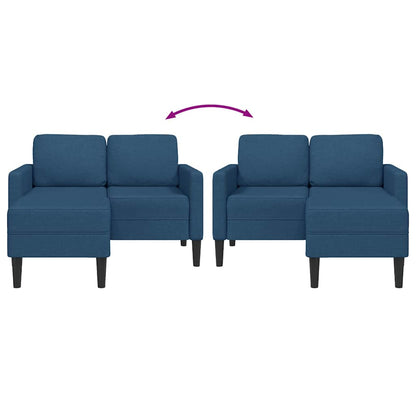 Divano 2 Posti con Chaise longue a L Blu 125 cm in Tessuto | homemem39