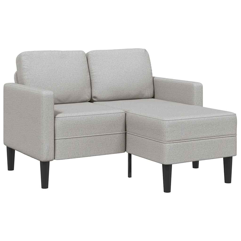 Divano 2 Posti con Chaise a L Grigio Nuvola 125 cm in Tessuto