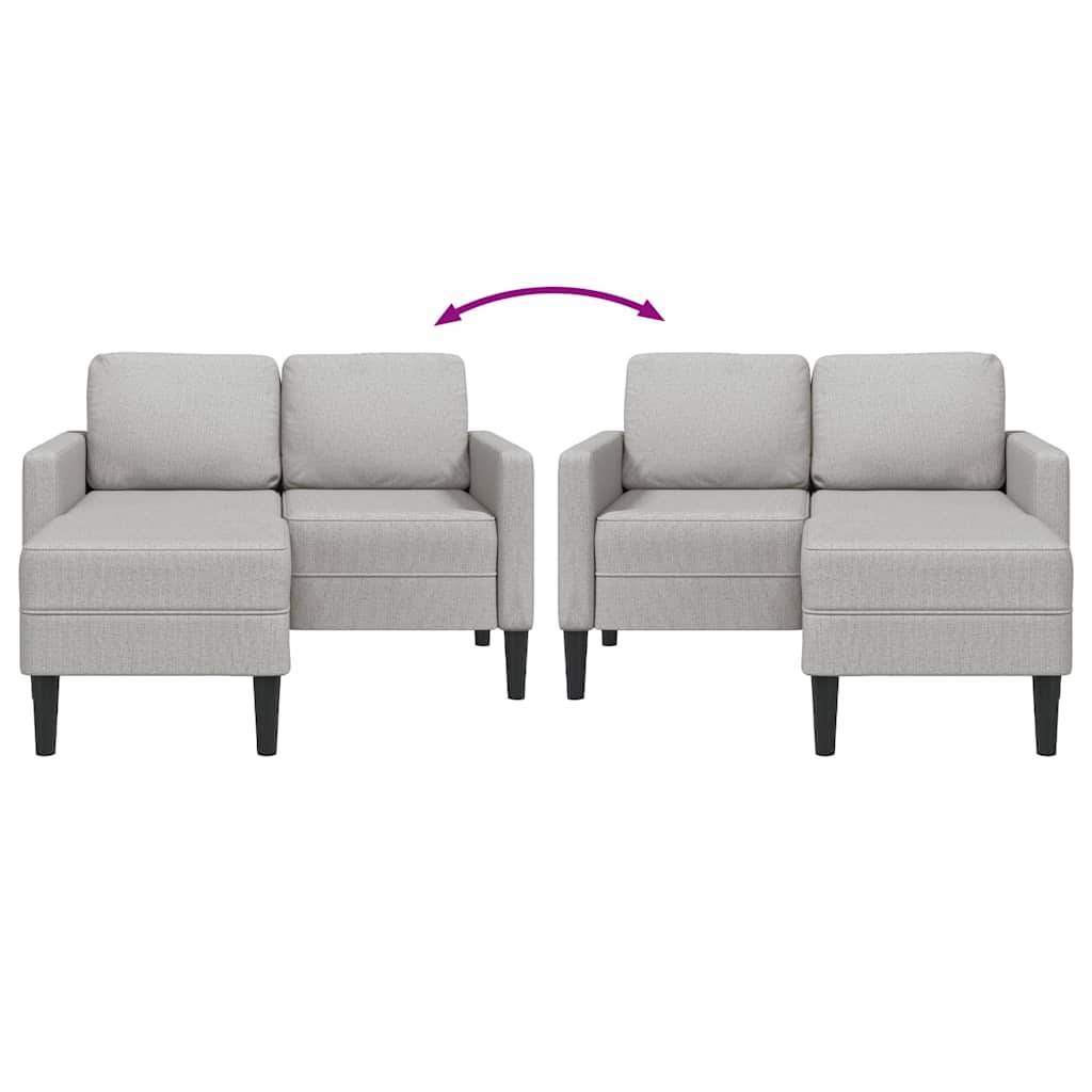 Divano 2 Posti con Chaise a L Grigio Nuvola 125 cm in Tessuto