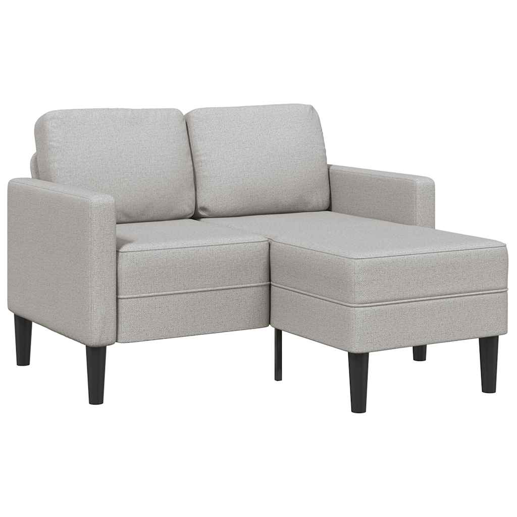 Divano 2 Posti con Chaise a L Grigio Nuvola 125 cm in Tessuto