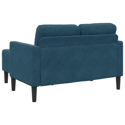 Divano 2 Posti con Chaise longue a L Blu 125 cm in Velluto