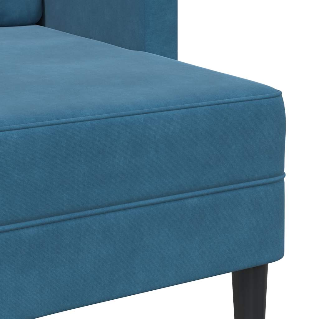 Divano 2 Posti con Chaise longue a L Blu 125 cm in Velluto - homemem39