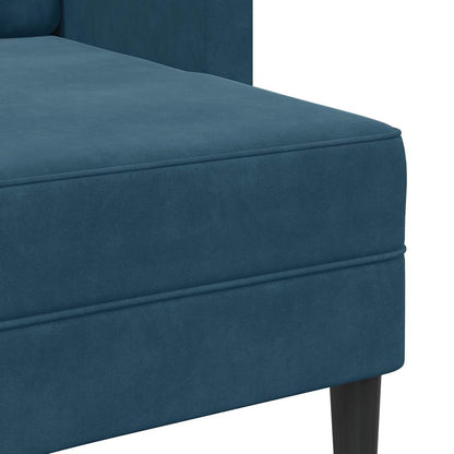Divano 2 Posti con Chaise longue a L Blu 125 cm in Velluto