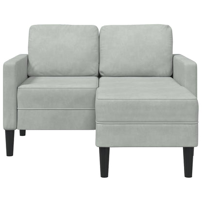 Divano 2 Posti con Chaise a L Grigio Chiaro 125 cm in Velluto