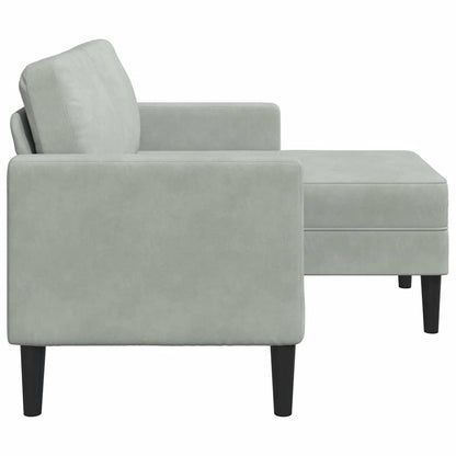 Divano 2 Posti con Chaise a L Grigio Chiaro 125 cm in Velluto - homemem39