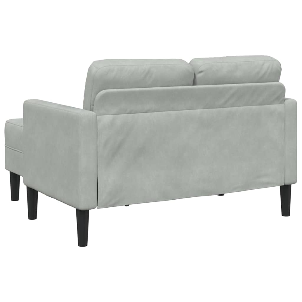Divano 2 Posti con Chaise a L Grigio Chiaro 125 cm in Velluto