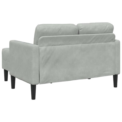 Divano 2 Posti con Chaise a L Grigio Chiaro 125 cm in Velluto