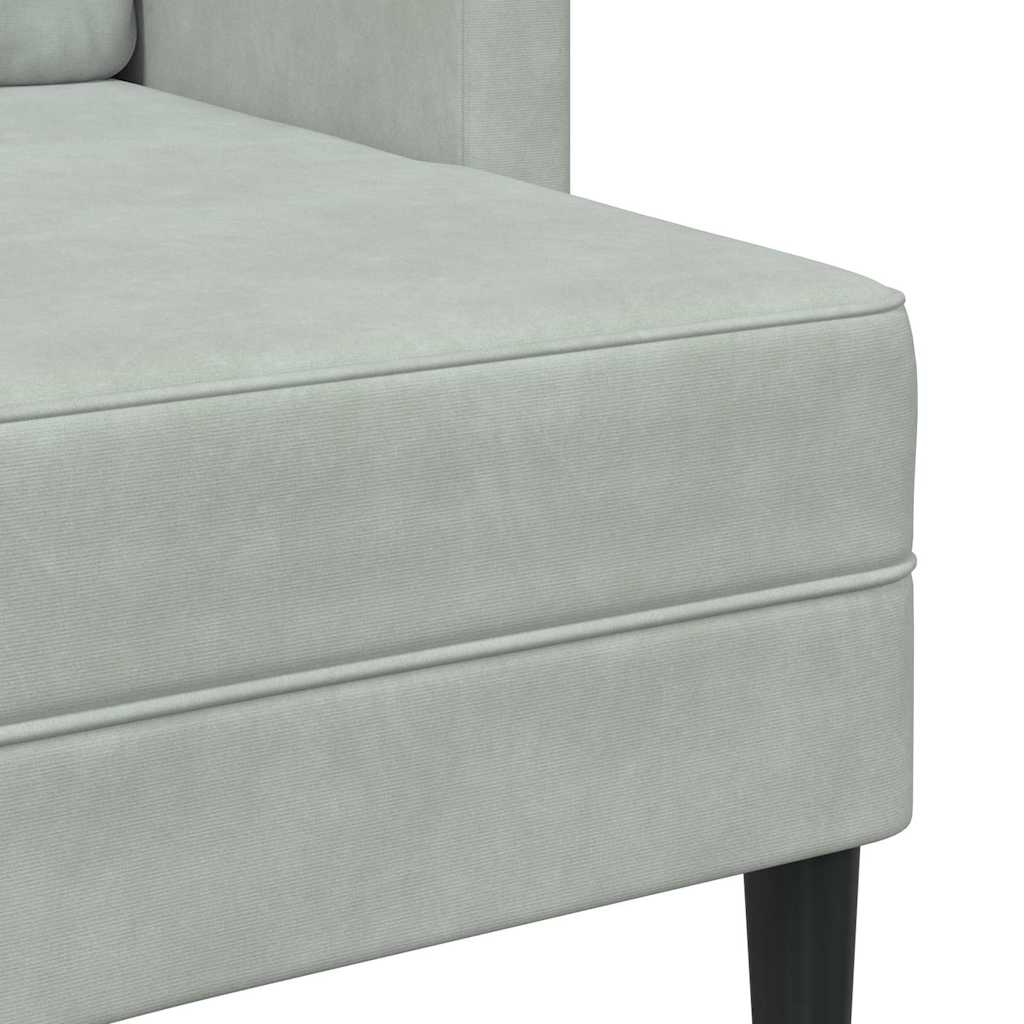 Divano 2 Posti con Chaise a L Grigio Chiaro 125 cm in Velluto - homemem39