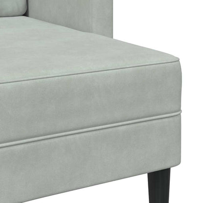 Divano 2 Posti con Chaise a L Grigio Chiaro 125 cm in Velluto - homemem39