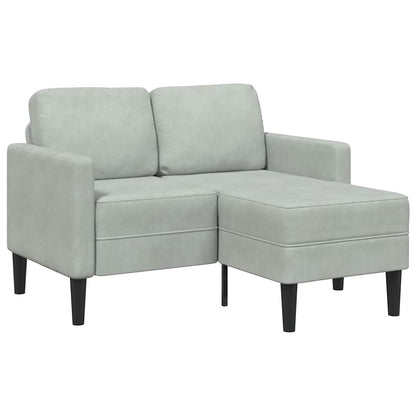 Divano 2 Posti con Chaise a L Grigio Chiaro 125 cm in Velluto