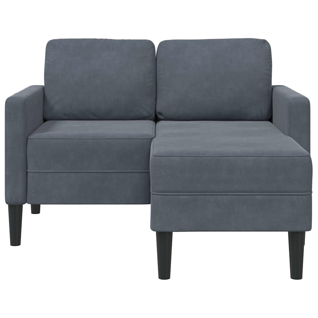 Divano 2 Posti con Chaise a L Grigio scuro 125 cm in Velluto