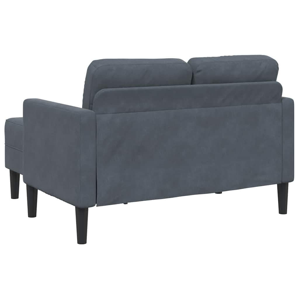 Divano 2 Posti con Chaise a L Grigio scuro 125 cm in Velluto