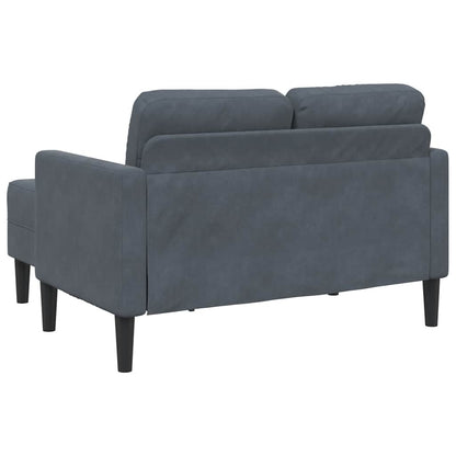 Divano 2 Posti con Chaise a L Grigio scuro 125 cm in Velluto