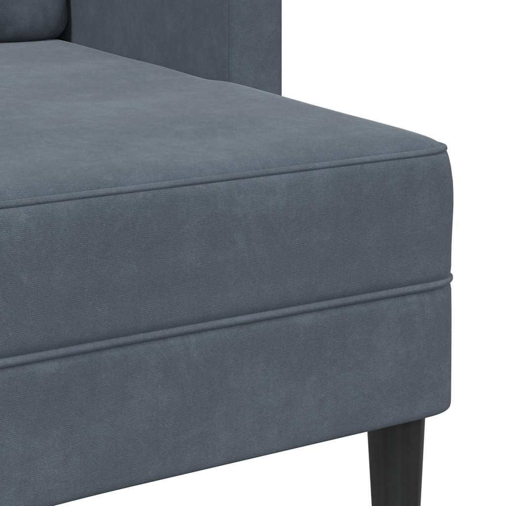 Divano 2 Posti con Chaise a L Grigio scuro 125 cm in Velluto