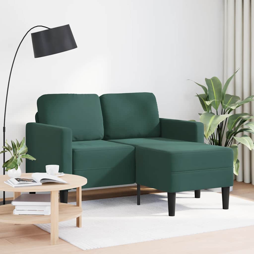 Divano 2 Posti con Chaise longue a L Verde Scuro 125 cm Velluto - homemem39