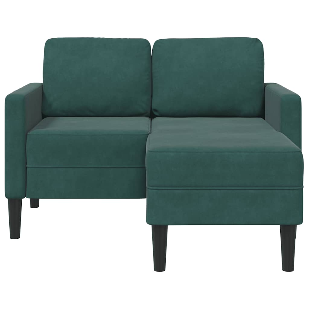 Divano 2 Posti con Chaise longue a L Verde Scuro 125 cm Velluto