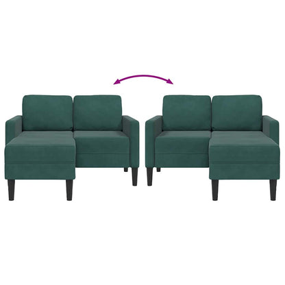 Divano 2 Posti con Chaise longue a L Verde Scuro 125 cm Velluto