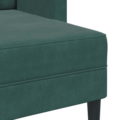 Divano 2 Posti con Chaise longue a L Verde Scuro 125 cm Velluto