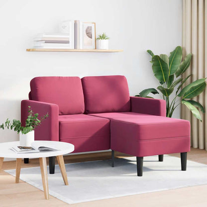 Divano 2 Posti con Chaise longue a L Rosso Vino 125 cm Velluto - homemem39