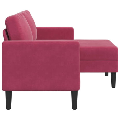 Divano 2 Posti con Chaise longue a L Rosso Vino 125 cm Velluto - homemem39