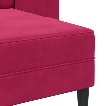 Divano 2 Posti con Chaise longue a L Rosso Vino 125 cm Velluto
