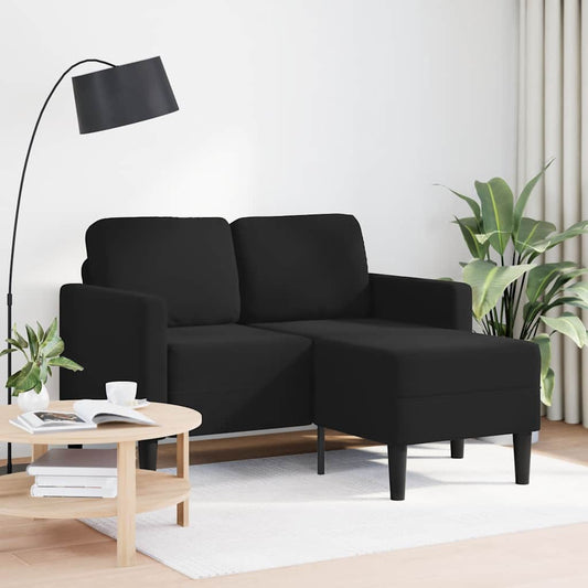 Divano a 2 posti con chaise longue a L nero 125 cm in velluto | homemem39